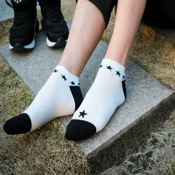 [COSPLACOOL]kadın harajuku siyah/beyaz kolej stili Çorap çizgili yıldız çoraplar kaliteli rahat meias calcetines
