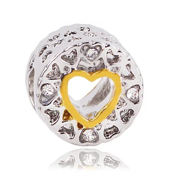 Couqcy Ücretsiz Kargo 1 adet Gümüş Altın Kristal Ağaç Prenses Kalp Boncuk Takılar Palm Klip Gül Pandora Çekicilik Bilezik Uygun