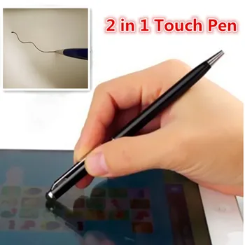 Dahili iPhone 5 6 7 Laptop İçin 1 Mini Metal Kapasitif Universal Tablet Dokunmatik Kalem Mikrofiber Top Pen 2 Tükenmez kalem