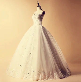 Dantel Düğün Weddingdress Elbise Weding Gelin Gelin Düğün Alanına 2017 Topu Cüppe Prenses Kristal Tül Abiye Elbiseler