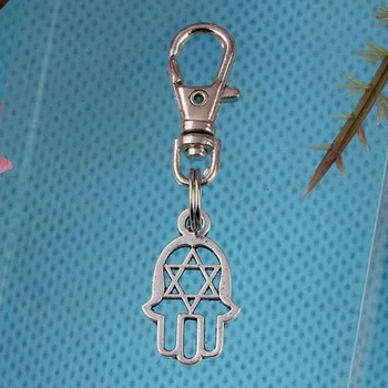 Davut yıldızı El Araba Anahtarlarını Anahtarlık Hediyelik eşyalar Birkaç Çanta Anahtarlık Takılar İçin 10 ADET Antika Gümüş Çekicilik Anahtarlık