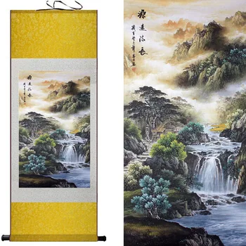 Dağ ve Nehir Çin kaydırma resim manzara sanat resim shan shui boyama resim