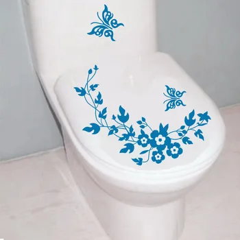 DCTOP Kelebekler Çiçek Asma Banyo Vinil Duvar Çıkartmaları Çıkartmaları Yapışkan Tuvalet Fayans Duvar Çıkartmaları Dekoratif su Geçirmez