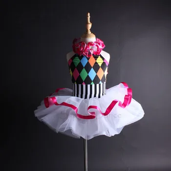 Destek Dans Kız Kadın Yular Bale Tutu Elbise Çocuklar Dans Kostüm Vestidos C112 Renkli