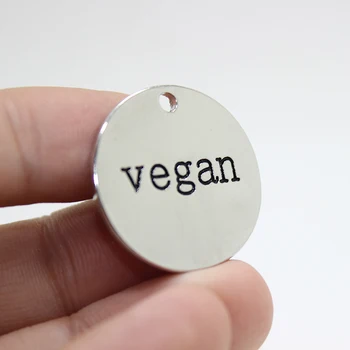 Diy takı için 6pcs--Vegan cazibe 25mm alaşım beyaz k Vegan charm kolye yapımı