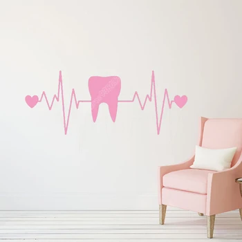 Diş Macunu Diş Hekimliği Kalp EKG Komik Çıkartmalar Banyo Duvar Dekorasyonu su Geçirmez Vinil Duvar Çıkartmaları B523