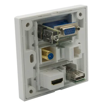 Dişi konnektör destek müşteri tasarımı için kadın geri vga, hdmı 3.5 mm ses, USB, RJ-45, F baş TV duvar tabağı