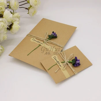 DİY Düğün Davetiyesi Zarf Kraft Kağıt Çiçekler Kartpostal Parti Tebrik Özel Kişiselleştirilmiş Selam Zarflar