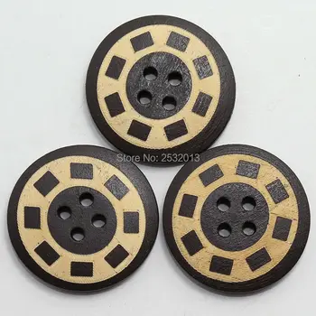 DİY el Yapımı ücretsiz Kargo 100 adet Lazer Çin Tarzı Ahşap Düğmeler Siyah 4 Delik 25mm Dikiş Defteri, El Sanatları Toptan