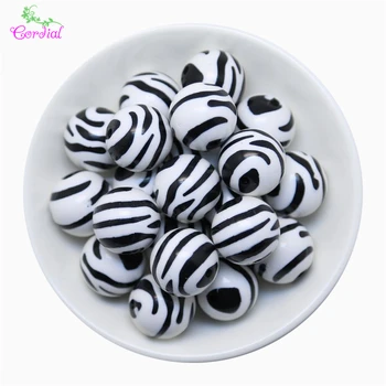 DİY moda DİY el Yapımı Boncuk Takı 100Pcs/Lot 20 mm Beyaz ve Siyah Renk Yuvarlak Akrilik Zebra Baskılı Boncuk Tıknaz Takı