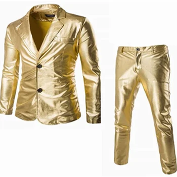 DİY sahne için yeni moda Parlak Altın Folyo bronzlaşma Spandex Kumaş Malzeme PU parlak deri kumaş cosplay kostüm Elbise