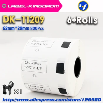DK 6 Uyumlu Dolum Rolls-11209 Etiket 62mm*Brother Etiket Yazıcı Beyaz Kağıt DK11209 DK için Uyumlu ve dayanıklı bağlantı 800Pcs-1209