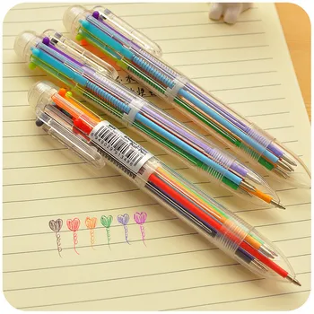 DL D106 yaratıcı karikatür çok renkli kalem çok fonksiyonlu basın renkli kalem kalem kırtasiye kişilik 6