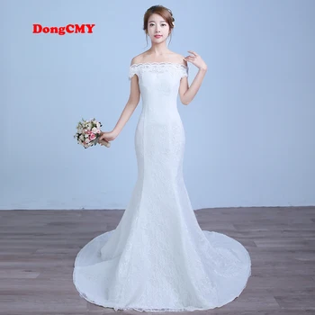 DongCMY 2018 yeni varış uzun beyaz renk bandaj gelinlik vestido de noiva Denizkızı