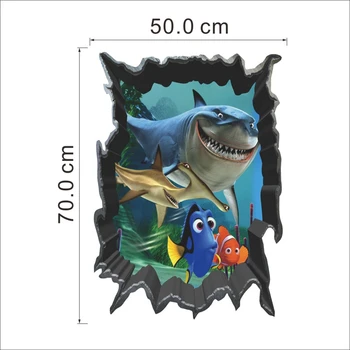 Dory Nemo 3d Pencere Duvar Sticker Çocuk Odası Dekorasyon Diy Baskı Duvar Sanat Çıkartmaları Ev Balık Cadılar Bayramı Hediye Posterler Köpekbalığı