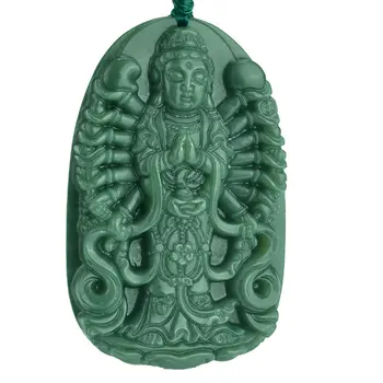 Doğal Yeşil Yeşim Avalokitesvara Kolye Takı Hediye Toptan