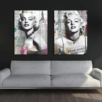 Duvar Sanat Resim Tuval boyama oturma odası için tuval ev dekorasyonu Duvar posteri dekorasyon çerçeve üzerinde Marilyn Monroe baskılar