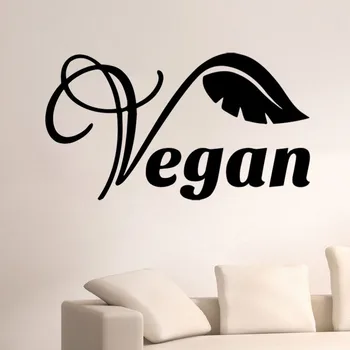 Duvar Vinil Sticker Duvar Oda Tasarım Dekor Desen Vegan Vejetaryen Yaşam Tarzı Yaprak Sağlık Removabe Duvar Çıkartması Duvar Kağıdı S395 Çıkartmaları