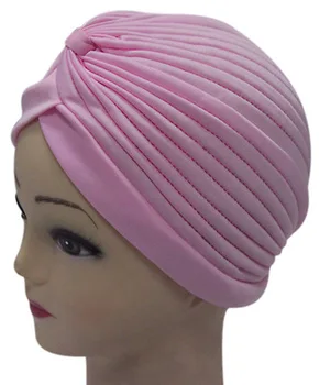 Düz katı Türban Baş Wrap Bandı Şapka Kemoterapi Bandana saç kap Çok Renkli