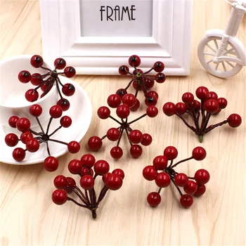 Düğün Dekorasyon DİY Garland İçin(1 adet=11 baş) 5 adet Yapay Berry, Bacca Buketi Dekoratif Simülasyon Zanaat Çiçek Gül