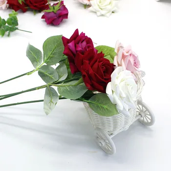 Düğün Ev Dekorasyon DİY İçin 5 adet Yüksek Kaliteli Gül Baş Yapay Çiçekler Zanaat Sahte Çiçek Düzenleme Defteri,