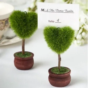 Düğün için Kalp saksı fotoğraf tutucu , yeşil saksı bitkisi mesaj kart sahibi aşk