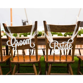 Düğün için sandalye İşaretler, Sandalye İşaretleri Asılı Rustik Düğün İşaretler Gelin ve Damat Düğün Dekorasyon Parti Malzemeleri