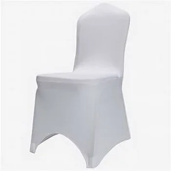Düğün Ziyafet Otel Dekorasyonu ,Sıcak Satış için yüksek Kalitede 1 adet Universal Beyaz Lycra Spandex Düğün Sandalye Örtüleri Toptan