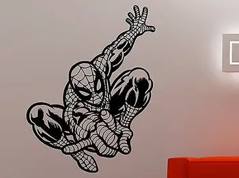 E603 Spiderman Duvar Çıkartma Vinil Sticker Süper Kahraman Çizgi Roman Sanat Çocuklar Çocuklar Oda Dekor