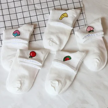 [EİOİSAPRA]Harajuku Meyve Şeftali Çilek Karpuz Muz Baskı Şeker Renk Çorap Komik Kadın Sanatı Japonya Calcetines Sox Çorap