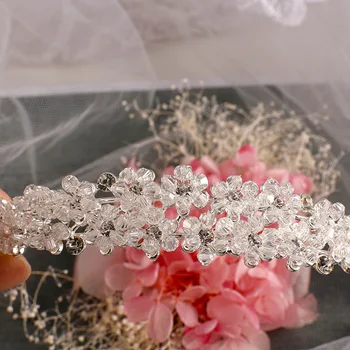 El yapımı Gümüş gelin kafa bandı tam kristal gelin düğün saç aksesuarları gelinlik başlık Balo Taç hairbands