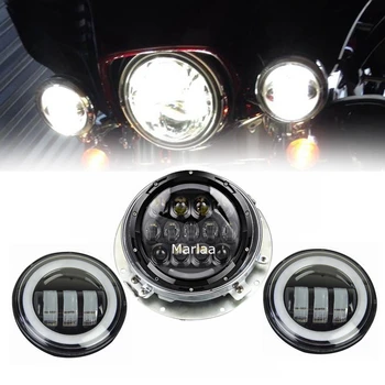 Electra Glide Road King Harley Daymaker 7 inç Turne için Far Projektör & 4.5 inç Geçerken Sis Farları & Adpter LED Lambalar
