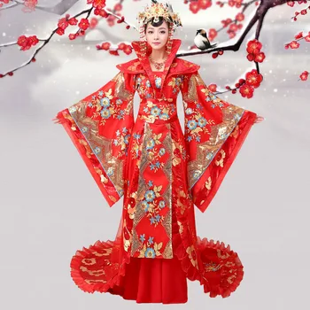 Elegent Sonunda Kraliyet kraliçe Kıyafeti Çin Antik tang ming Hanedanı Prenses kostüm peri sahne Elbise Suzhou nakış POP