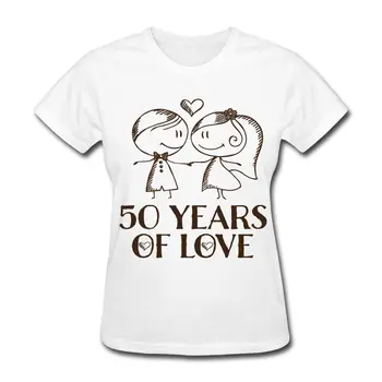 Ellinci Evlilik Yıldönümü Slim T-Shirt Kadın Gömlek Çift Kadın T-Shirt O Boyun Pamuk günlük Hort Leeve O yaka T-Aşk