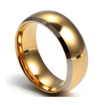 En kaliteli tungsten karbür 24k altın rengi nişan düğün erkek toptan yüzük yüzük