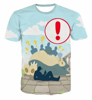 En yeni Çizgi film Pokemon tişörtleri Yükleme Mens Git serigrafi tişörtleri 3D t shirt Unisex Komik Ejderha Canavar Hipster Tees Üstler