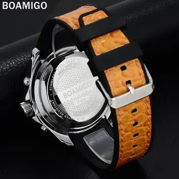 Erkek dijital BOAMİGO marka erkek spor saatler turuncu kauçuk askeri Elektronik kuvars hediye saat kol saati su geçirmez saatler