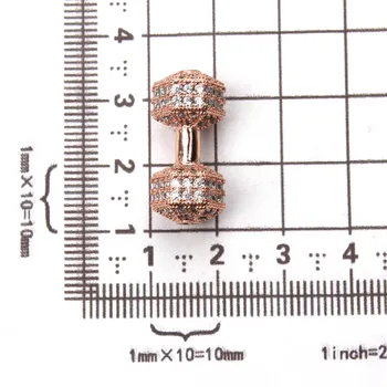 Erkek için 1 adet 10*23mm Dambıl boncuk mikro serme boncuk/Kübik Zirkon CZ alan boncuk takı malzemeleri bilezik