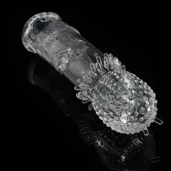 Erkek için Clear Crystal Deri Penis Uzatma Kol Yeniden Gecikme Prezervatif Jelly Horoz Halka Seks Ürünleri