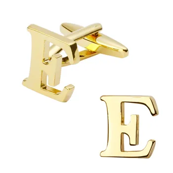 Erkek takı yüksek kaliteli metal/altın moda kol düğmeleri, Fransız gömlek kol düğmesi harf kol düğmesi E adı logo