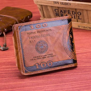 Erkek Vintage Cüzdan PU Deri Dolarlık Desen Tasarımcısı Erkek Erkek Para Çantası İçin Rahat Kredi Kartı Sahibinin Çanta Cüzdan Cüzdan