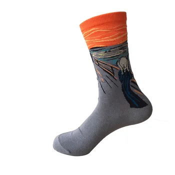 Erkek Vintage Sanat Soyut Resim Desen Pamuklu Çorap Kadın Retro Harajuku Sokak Modası Uzun Mutlu Komik Adam Meias Çorap Çorap