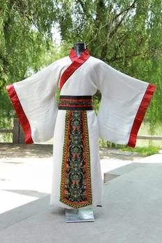 Erkekler Hanfu Kostümleri Hanedanı Kostüm Dans Performansı Sahne için Çin Halk Dansları Kostüm Beyaz /Siyah Antik Çin Elbise