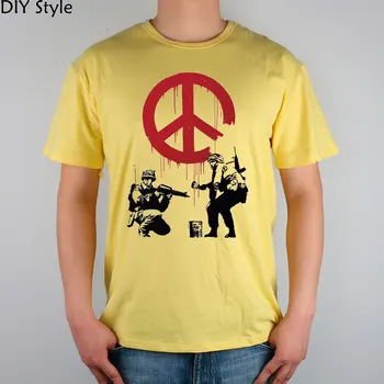 Erkekler için GİZLİ ASKER BARIŞ BANKSY kısa kollu T-shirt yeni varış Moda Marka t shirt