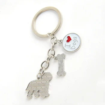 Erkekler kadınlar gümüş rengi alaşım metal evcil köpek çanta cazibesi araba Anahtarlık Anahtarlık tutucu takı için Saint Bernard kolye anahtarlıklar