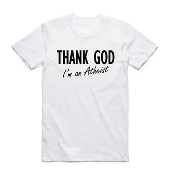 Erkekler Kadınlardan Ateist Baskı T Shirt Din Bilim Ateizm Hediye Kısa Kollu O-Boyun T shirt Komik Bir durumdayım çok Şükür-