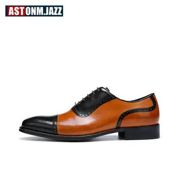 Erkekler Kare İçin erkek Tam Tahıl Deri Elbise Ayakkabı Klasik İş Oxfordlar Ayakkabı Karışık Renkli Erkek aksanlı konuşma Ayakkabı Mokasen Ayak