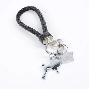 Erkeklerin kadınlara PU deri ip gümüş renk alaşım çanta cazibesi araba Anahtarlık Anahtarlık tutucu için kaniş köpek kolye Anahtarlık Anahtarlık