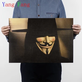 Etiket Vendetta için 51x35cm Vintage posterler V Film Posteri Duvara Asılı Resim Çizmek Resim Asmak Kraft Kağıt Resim Baskılı
