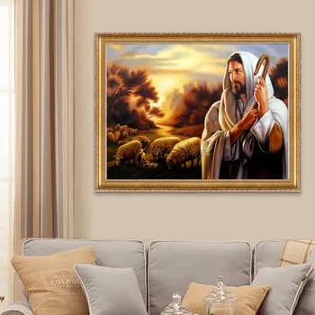 Ev Dekorasyonu İsa 2 Noel Çerçeve Tuval Hazır iyi çoban Sanat Dekor Poster ve Baskı Sanat Giclee Baskı Aşkına